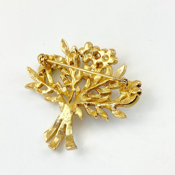 Vintage Rachel Colorful Rhinestone Flower Bouquet Gold Tone Brooch. - Picture 6 of 7